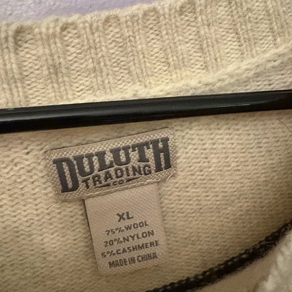 Duluth trading company wool blend nordic sweater XL Fair Isle Cabin 75% Wool - Picture 4 of 6